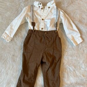 H&M Brown Overalls with White Shirt